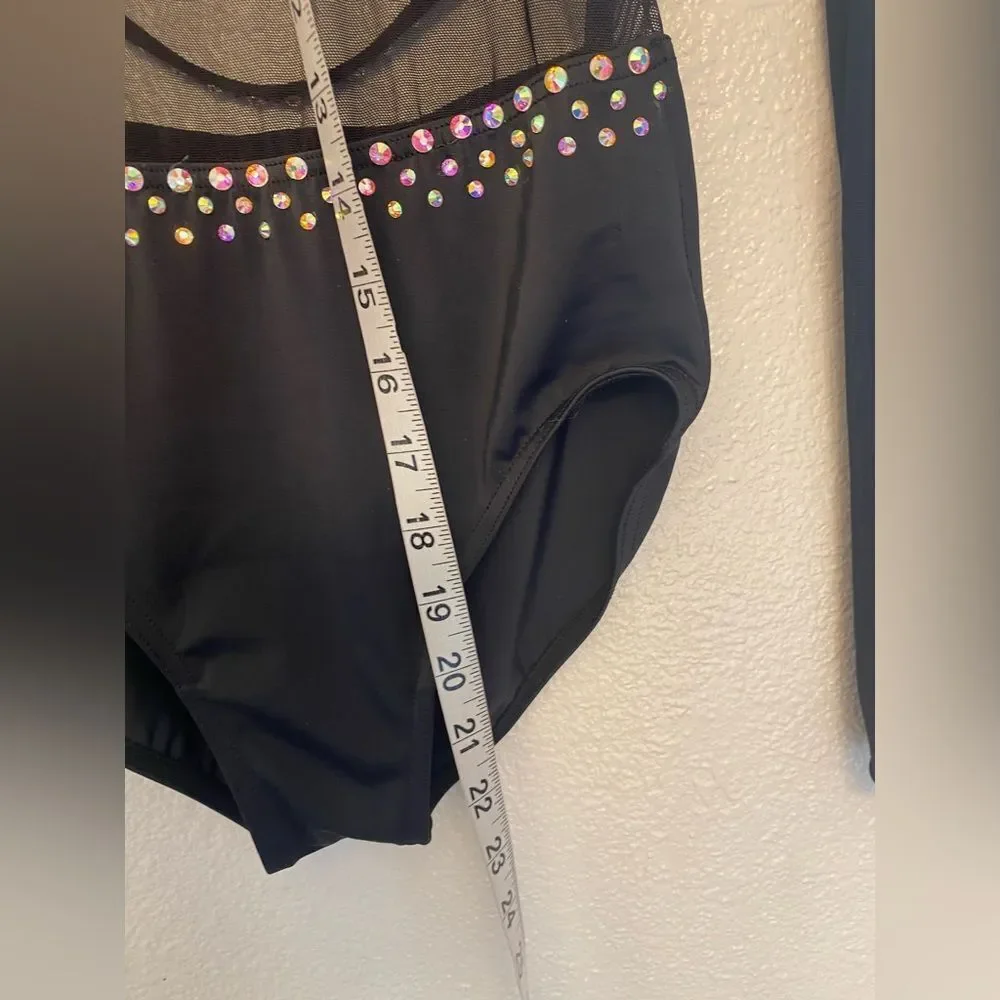 WEISSMAN illusion Dance Costume black hot pink custom leotard MT10406 MC child